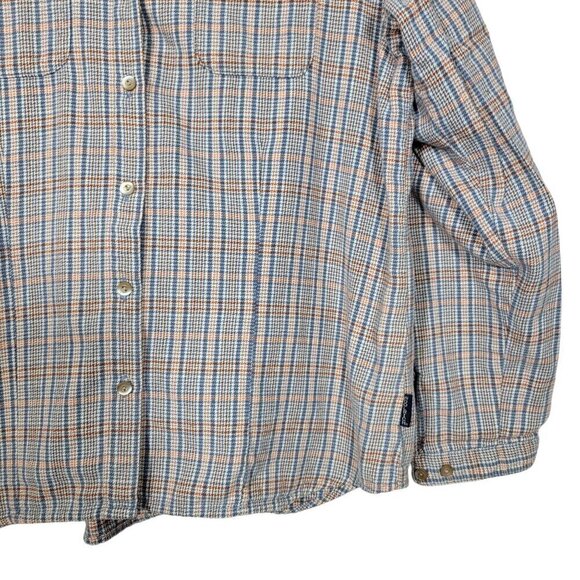 WOOLRICH Women's Light Blue Plaid Striped 100% Cotton Button Down Flannel Size L - Picture 4 of 14